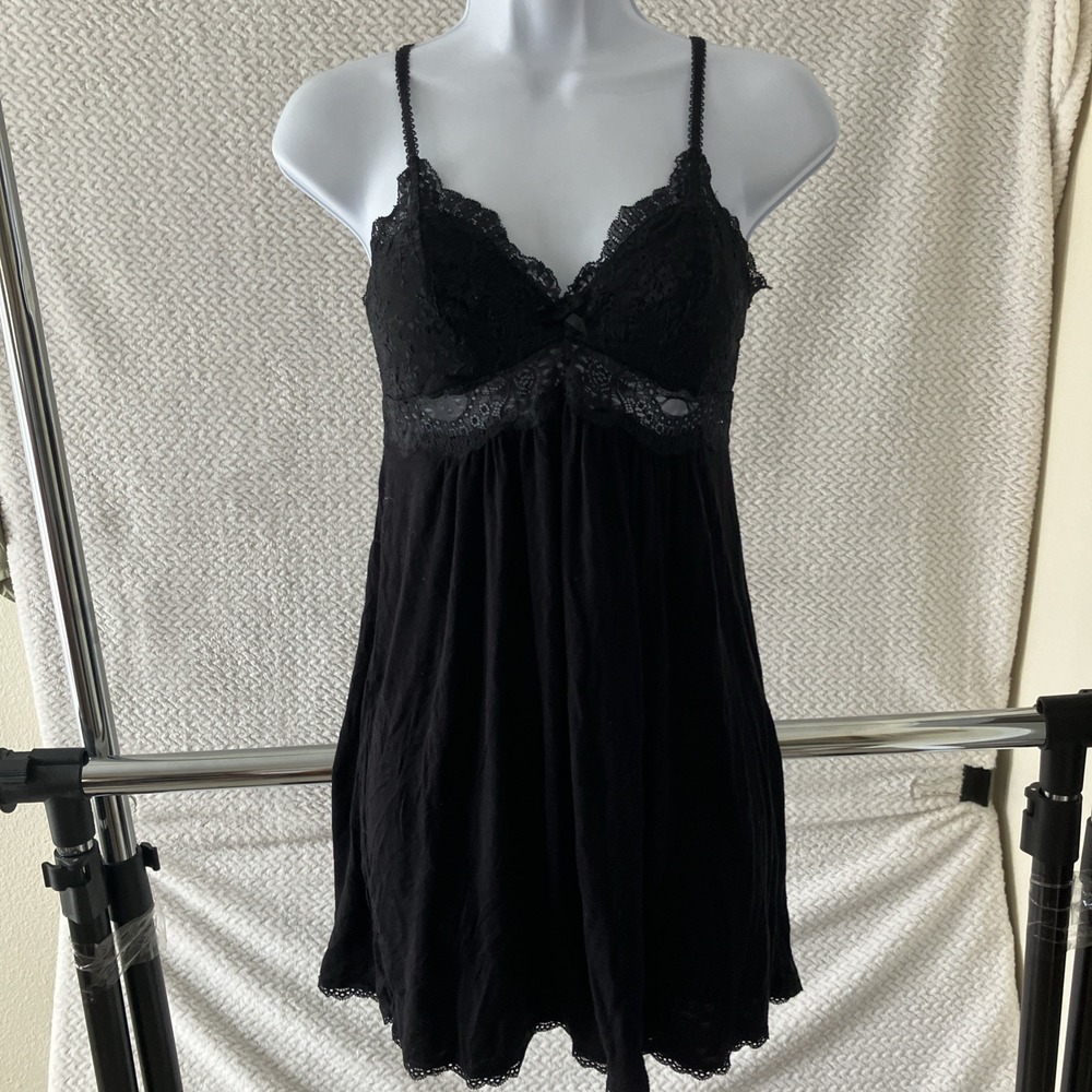 INC Black Lace Top XS Babydoll Lingerie Dark Fairy Whimsigoth Coquette Bow 2010s